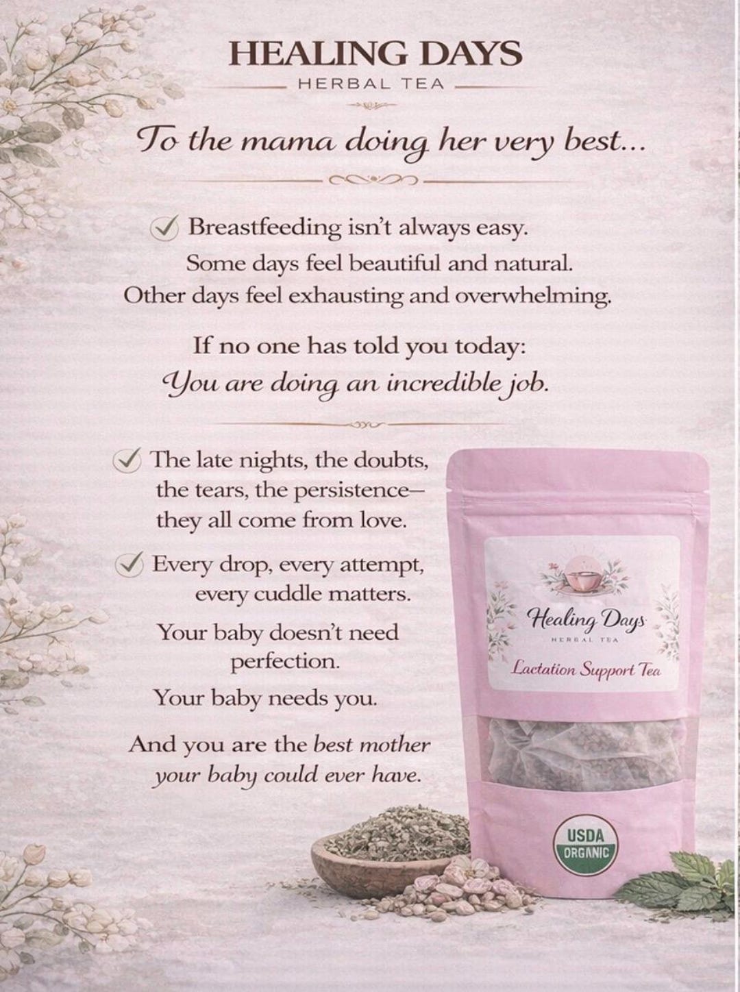 Lactation Support Tea – Nursing Herbal Blend for New Moms (Caffeine-Free) - Image 7