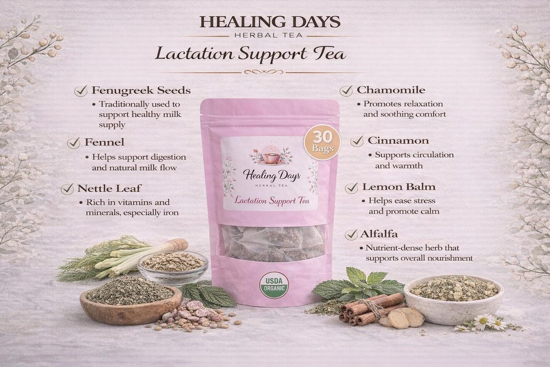 Lactation Support Tea – Nursing Herbal Blend for New Moms (Caffeine-Free) - Image 3