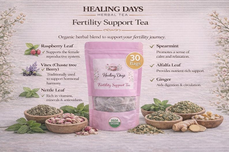 Fertility Support Herbal Tea – Women Wellness, Hormonal Balance & Relaxation (Caffeine-Free) - Image 3